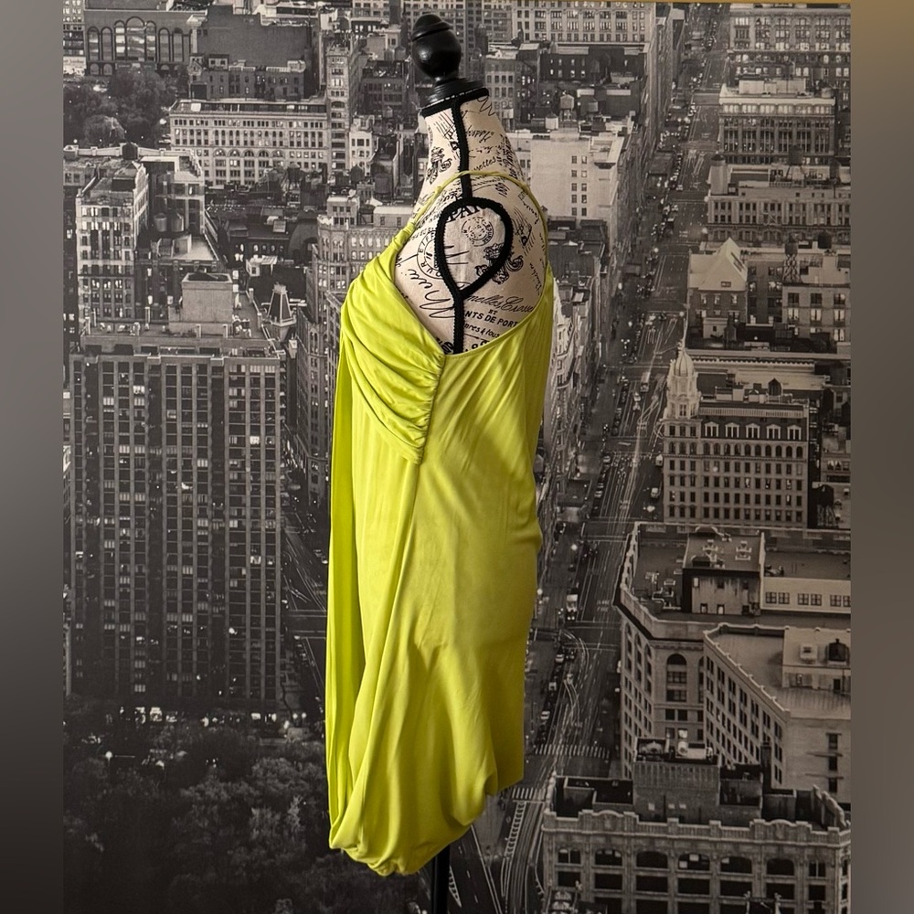Yigal Azrouël Neon Chartreuse (Yellow + Green) Draped Dress - Picture 4 of 7